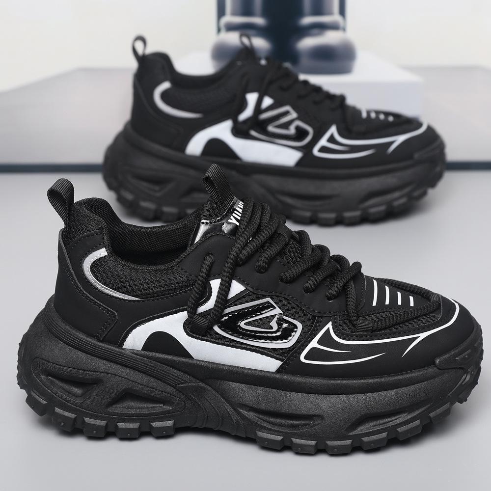 Men's Trendy Thick Sole Breathable Mesh Shoes - Light Luxury Autumn Style
