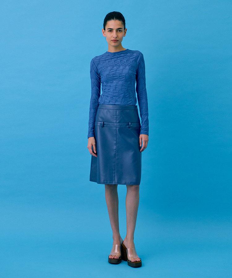 Bundercammer Midi Leather Skirt_Blue