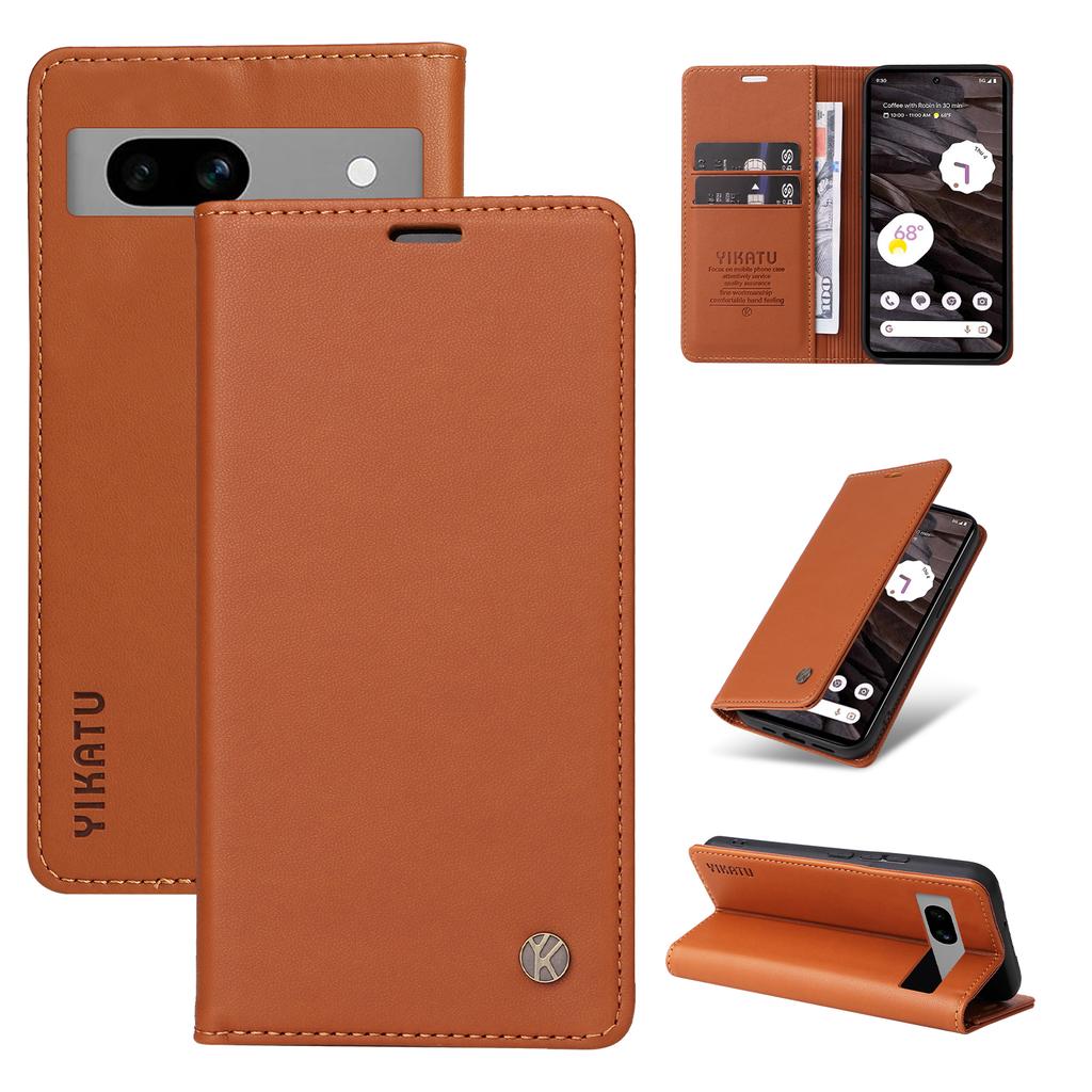 YIKATU YK-001 For Google Pixel 7a Leather Case Magnetic Closure Ultra thin Phone Case