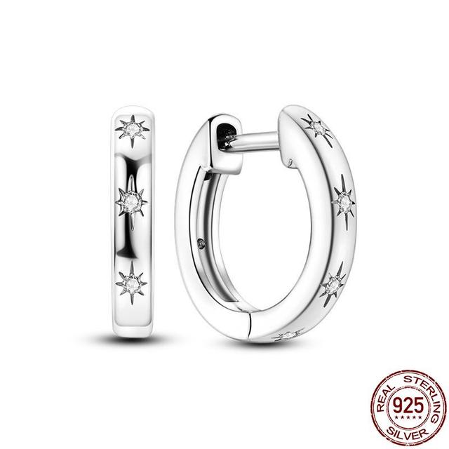 100 % echte 925 Silber Ohrringe Schneeflocke Zirkon Herzform Gold Roségold Zirkon Schmuck funkelnden Creolen Anhänger