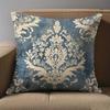 1 Pezzo Federa Cuscino Damascata Blu Vintage, Poliestere Stampa 2D Double-Sided, Morbida Federa Cuscino da Arredo, Decorazione Rustica, Perfetto per la Casa Nuova