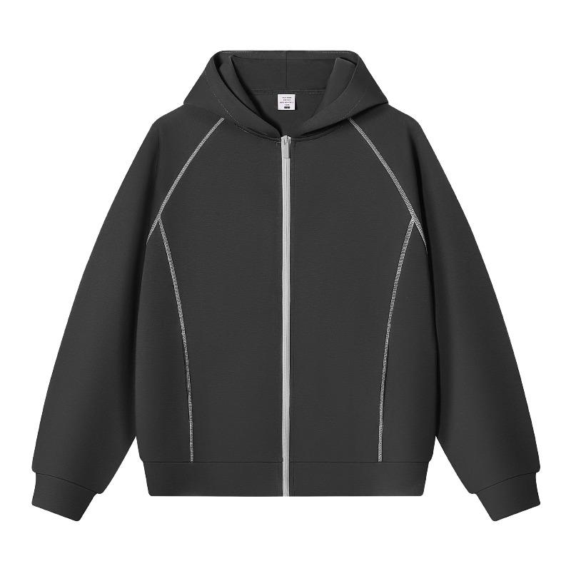 Autumn and winter heavy jelly cotton Hasselblad line hooded zipper jacket design sense air layer sweater women