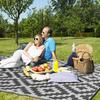 Large Outdoor Rugs for Patio Reversible Easy Clean Motorhome Carpet Rugs Portable Summer Waterproof PP Pipe Woven Beach Mat Grey