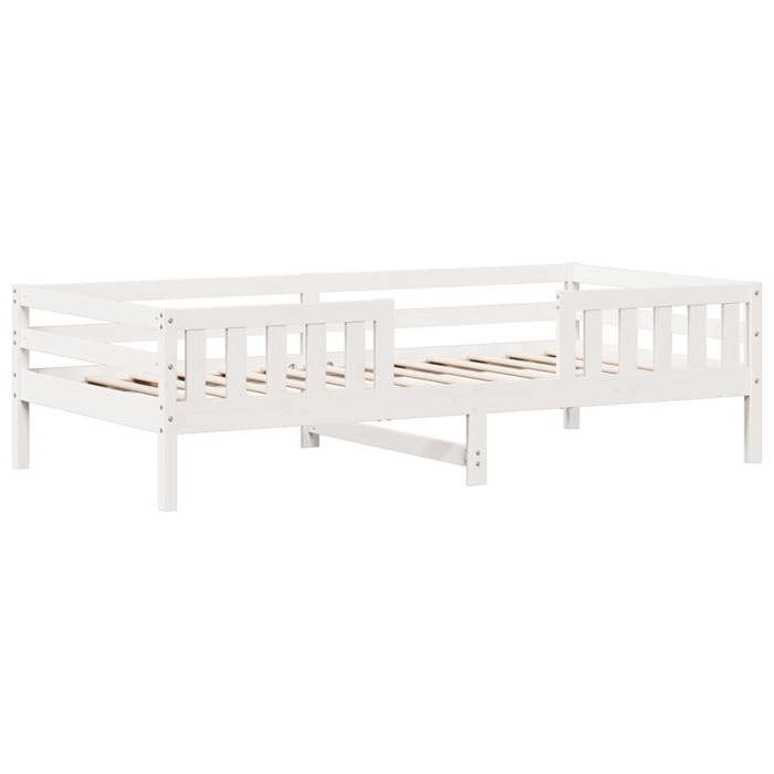 VidaXL Cadre de lit Blanc 75x190 cm Bois de pin massif, meuble de chambre à coucher, sommier, lit en bois, lit, lit simple 846983