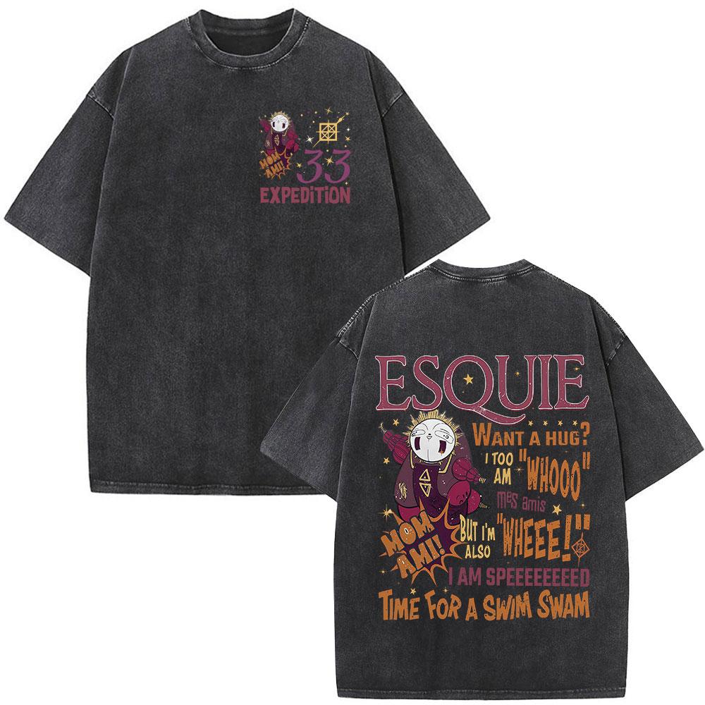 

Esquie Game Clair Obscur Expedition Washed T Shirts Men Women Clothing Fashion Retro Oversized ONeck Short Sleeve Tshirts S