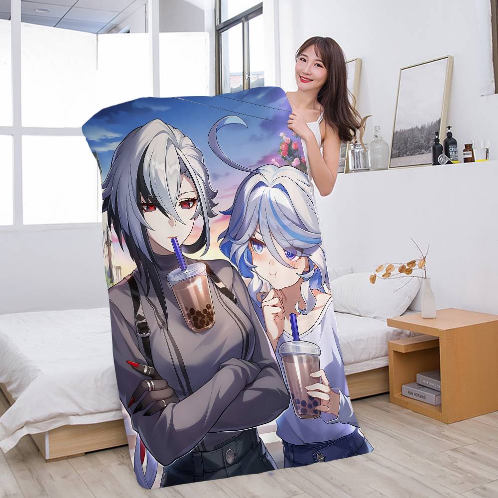 Genshin Impact Arlecchino Anime Beach Swimming Towel Soft Absorbent Washcloth Children's Gifts For Kids Travel Camping Gym