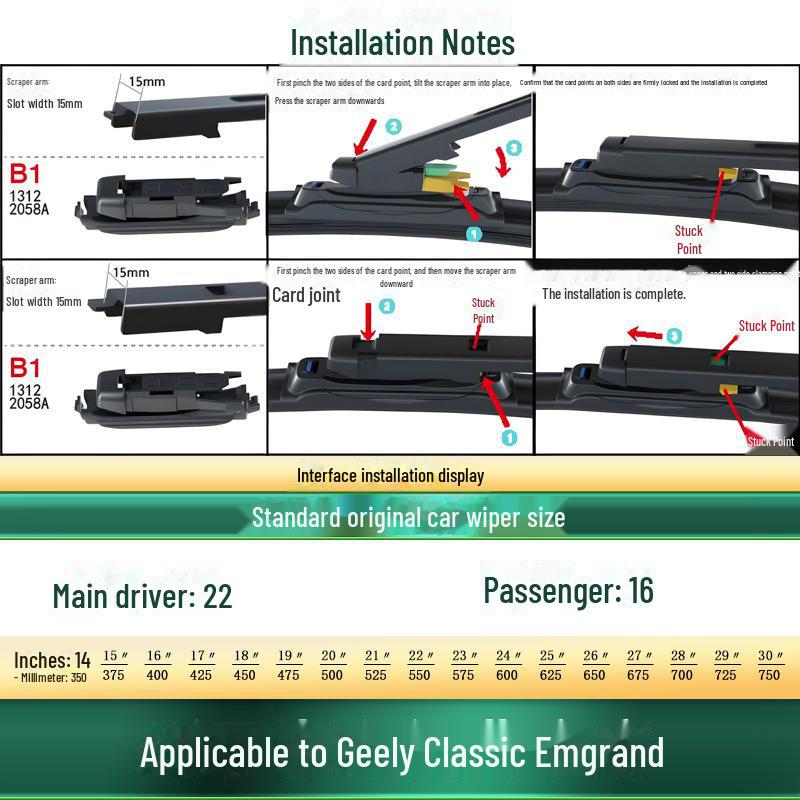Geely Emgrand EC7/EC715/EC718 Leiser Bügelloser Wischerblatt Gummiwischerlippe