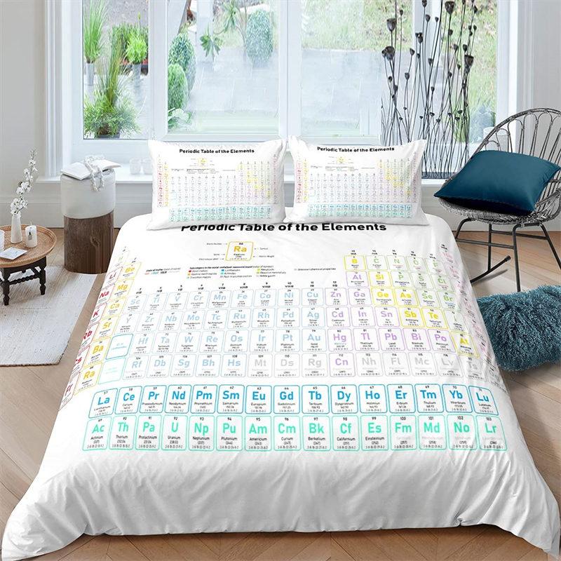 Periodic Table Of Elements Duvet Cover Science Bedding Set Microfiber Chemistry Lovers Learning Image For Kids Teens Adult Decor