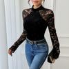 2025 New Retro Sexy Elegant Half Turtle Collar Lace Jumpsuit