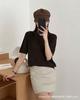 Crew neck mid-sleeved knitted top for women, loose and versatile basic bottoming shirt, factory wholesale