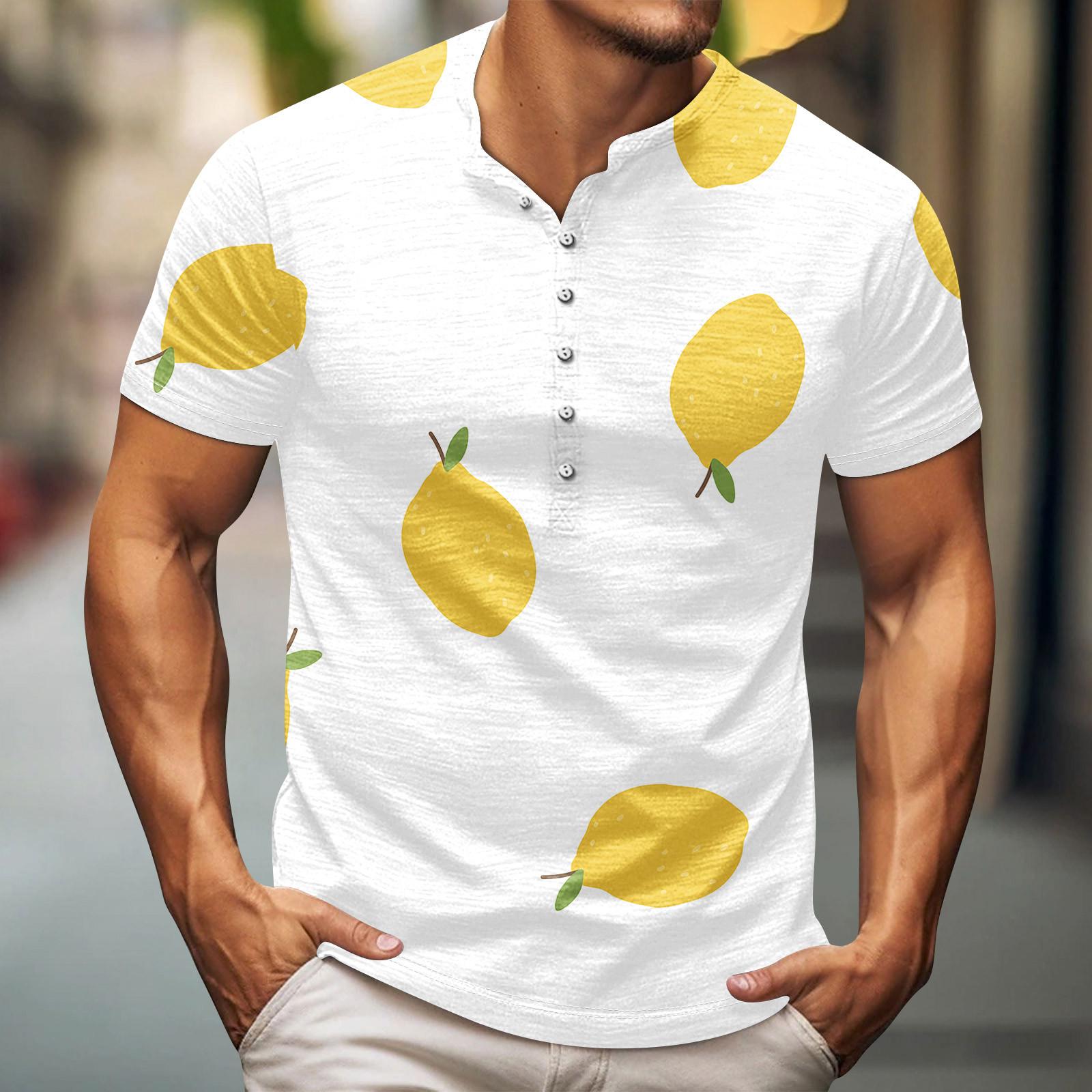 

Мужская футболка с принтом на открытом воздухе, свободный топ с длинными рукавами на пуговицах в стиле ретро XL жёлтый