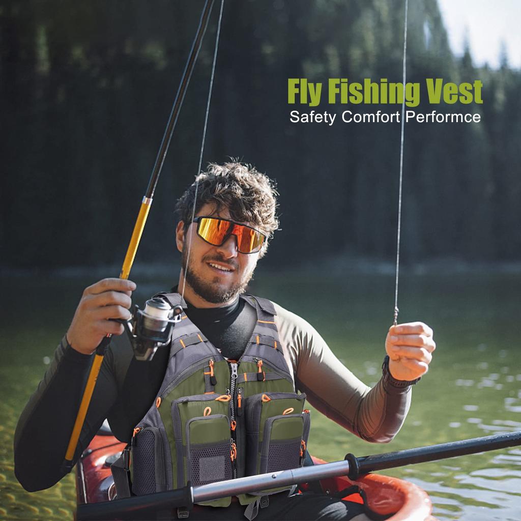Lixada Fishing Vest, Fishing Vest Jacket, High Buoyancy, Breathable, Large Capacity, Multiple Pockets, Unisex, Load Capacity Up To 95kg, One Size Fits