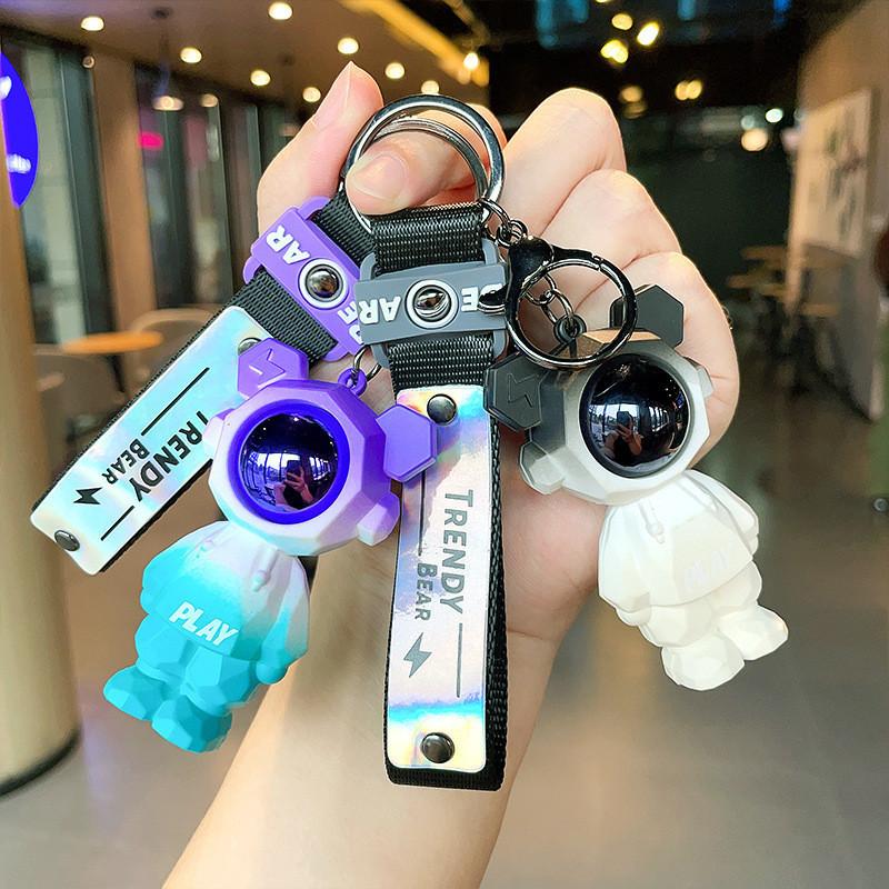 Gradient Cool Faceted Lightning Bear Keychain Pvc Car Bag Charm Gift