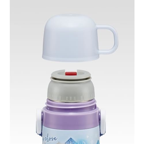 Skater Children's Water Bottle, 2-Way, 470ml (Direct Drink) or 430ml (Cup), Disney Frozen Design, Size 25, Girls, Stainless Steel, Insulated, Lightwei