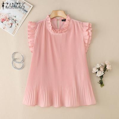 Women Casual Round Neck Summer Sleeveless Blouse