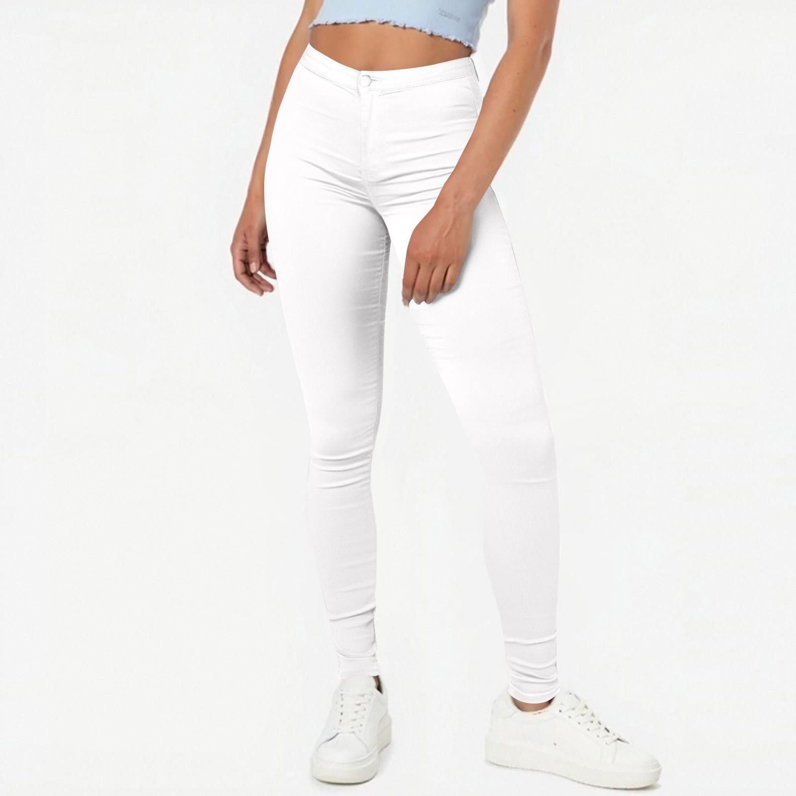 

Женские стильные однотонные повседневные узкие брюки-карандаш с высокой талией и карманами M белый