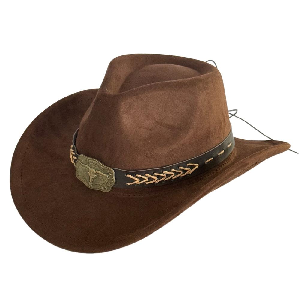 Hot-selling retro bull's head big-brimmed top hat, European and American suede western cowboy hat, men's temperament jazz hat