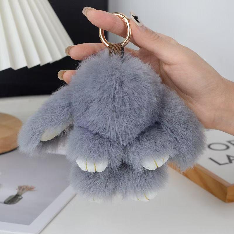 Plush Rabbit Fur Keychain: Cute Rabbit Ornament & Phone Charm