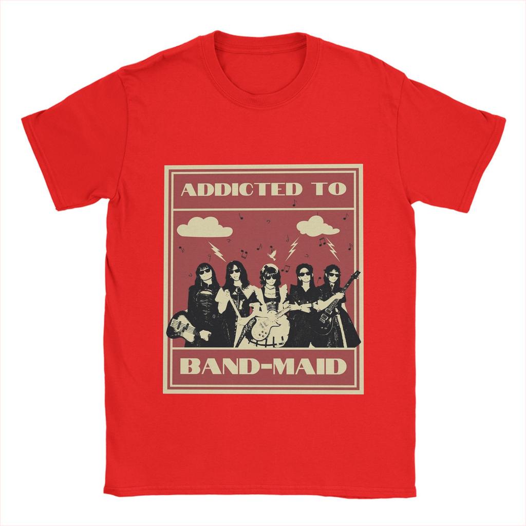 Męski T-shirt zespołu Band Maid 100% Bawełna Odzież Rekreacyjna Krótki Rękaw Okrągły Dekolt T-shirt Prezentowy