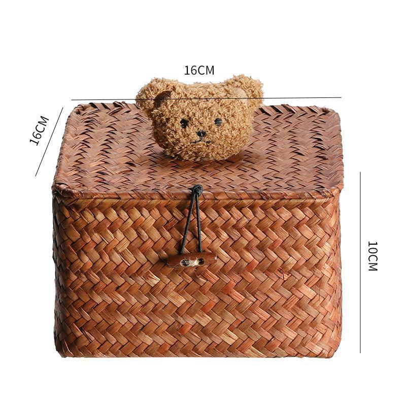 Woven Sea Vine & Bamboo Rectangle Snack Storage Basket
