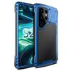 For Samsung Galaxy S25 Ultra Case Aluminum Alloy+Silicone Lens Kickstand Phone Cover with Tempered Glass Film