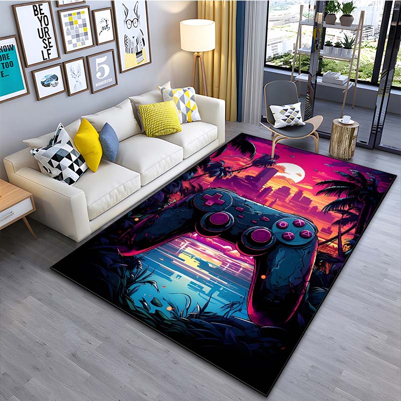 Modern Colorful Gaming Themed Print Rug for Living Room Bedroom Bedside Bathroom Floor Mat Home Area Rug Carpets Room Decor Gift