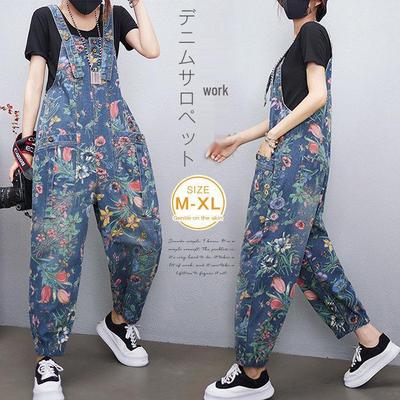 2022 Fall/Winter Japanese & Korean Printed Denim Overalls