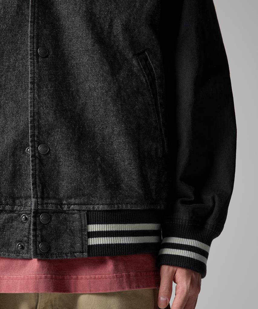 Dickies Wave Logo Denim Bomber Jacket Black Denim