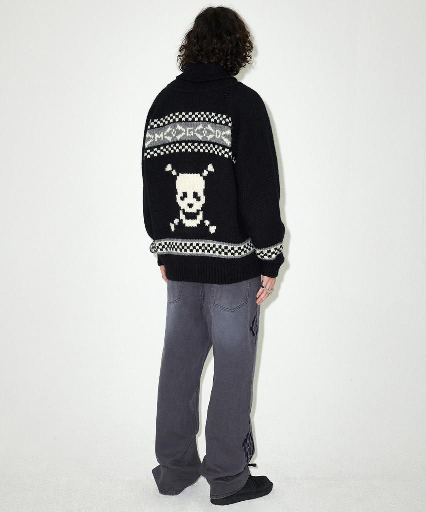 Mahagrid Skull Cowichan Knit Sweater Black(Mg2Efmk690A)