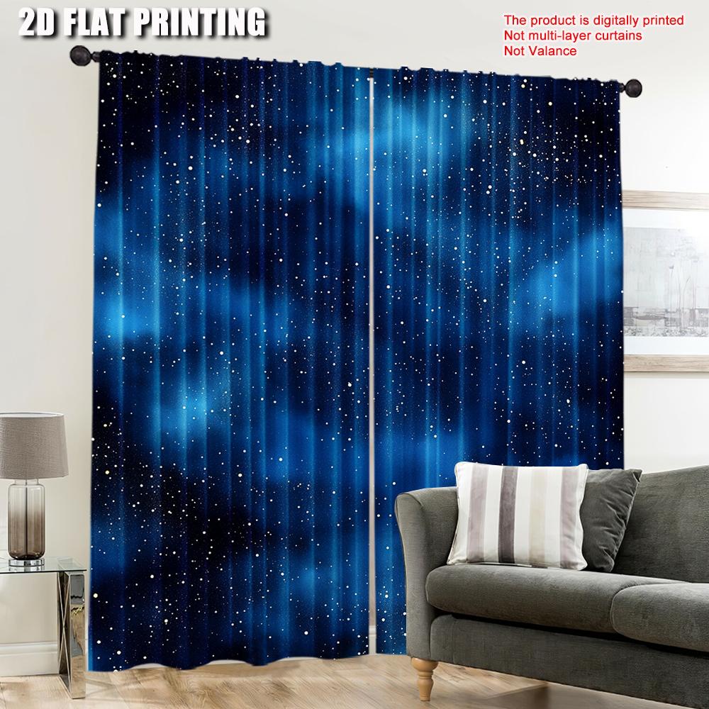 2 Pièces Rideau Ciel Nocturne Univers Espace Galaxie Rideau Nuit Sous Les Étoiles Rideau S'applique Au Salon Chambre À Coucher Hôtel Magasin