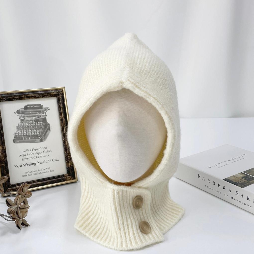 Women's and Men's Couple Daily Button Balaclava Hat