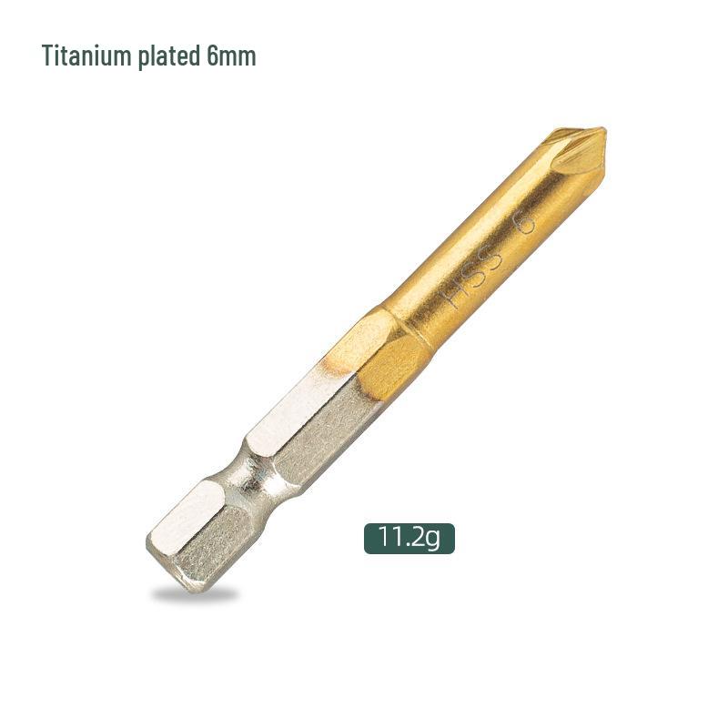 6-Piece Hexagonal Handle Titanium Chamfering Knife & 3-Piece Hole Reamer Woodworking Countersink Set (12mm, 16mm, 19mm)