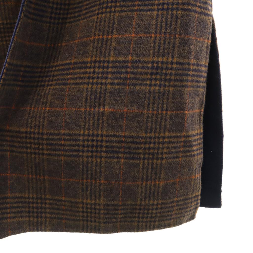 CAST:LISA wool blend check Long coat S Brown Women Used