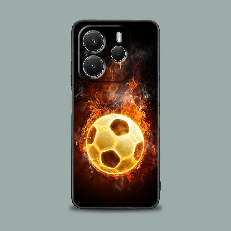 Fire Football Soccer Ball Phone Case for Xiaomi Redmi 15C 14C 12C 13C 4G Redmi Note 15 14 13 12 11 10 Pro Plus 5G 12S Soft Cover