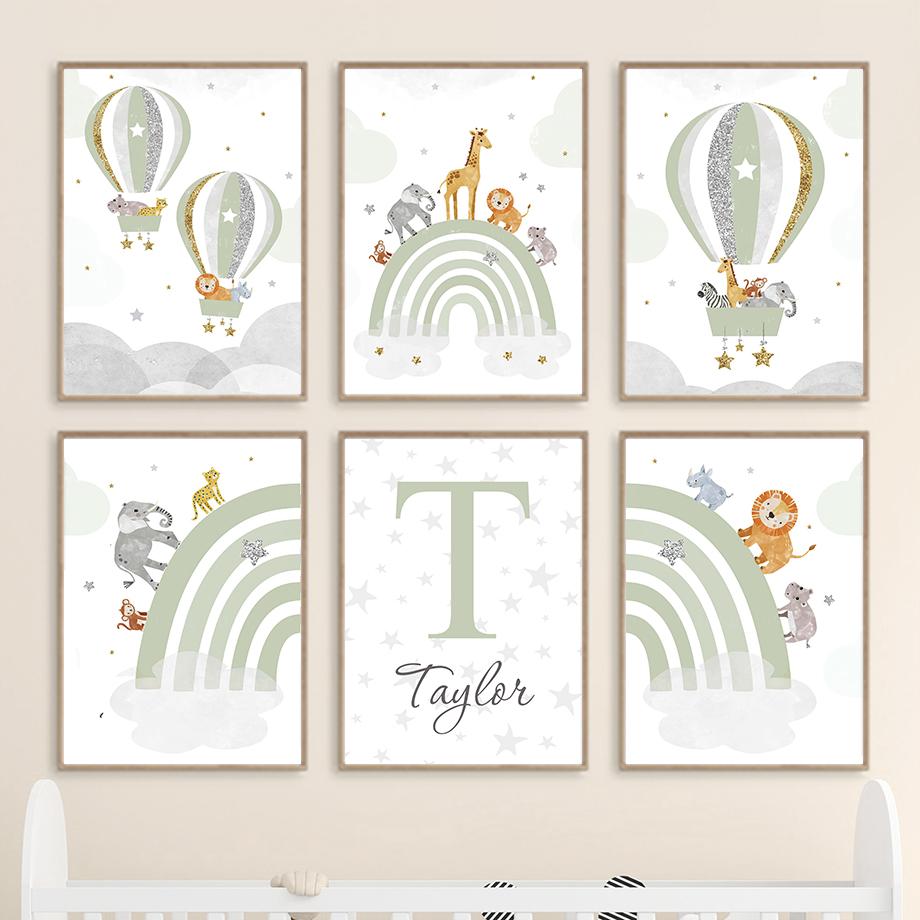 Rainbow Train Lion Giraffe Hot Balloon Nursery Wall Art Canvas Painting Posters And Prints Wall Pictures Baby Kids Room Decor