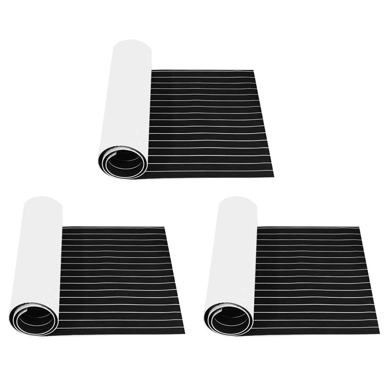 

3X Self-Adhesive EVA Foam Teak Decking Yacht Marine Flooring Synthetic Boat Floor Mat 2400X450x6mm чёрный