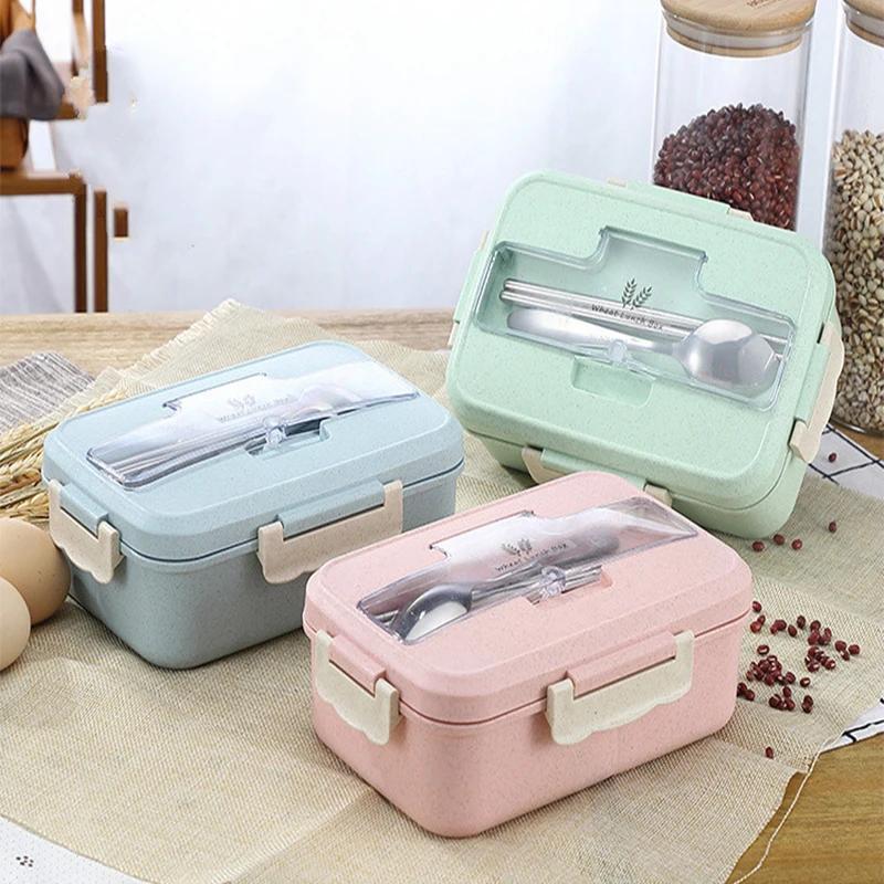 Borsa Pranzo Portatile Bento Box, Contenitore per Alimenti, Stoviglie in Paglia di Grano, Pranzo al Microonde, Bambini Scuola Ufficio