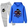 PB1172 Kids Boys Girls NINJA KIDZ Cartoon Print Long Sleeves Hoodie Trousers 2pcs/Sets
