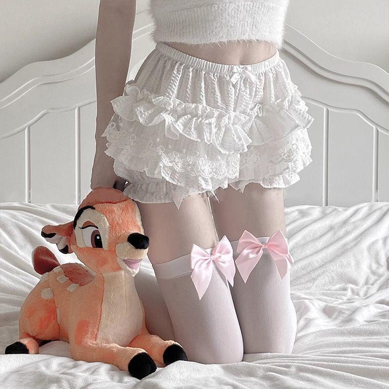 Slim Black Silk Sweet Cute Sexy Knee Socks High Thigh Socks Lolita Bow JK Stockings Women