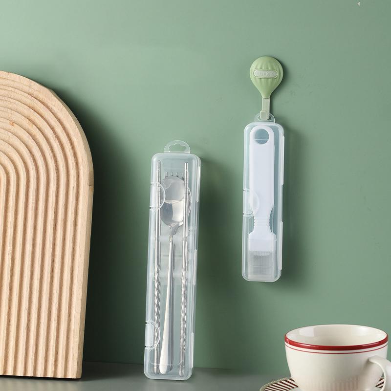 1Pc Portable Makeup Brush Organizer Eyebrow Pencil Tableware Chopsticks Transparent With Cover Storage Box Kitchen Accessories