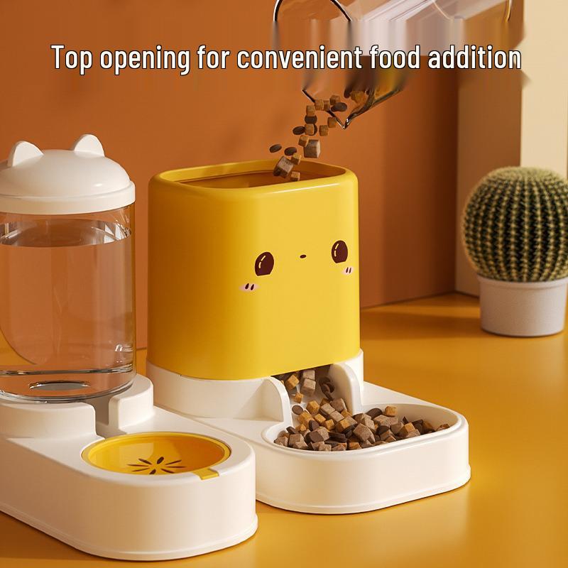 Automatic Cat & Dog Water Fountain Dispenser with Integrated Feeder - No Electricity Needed