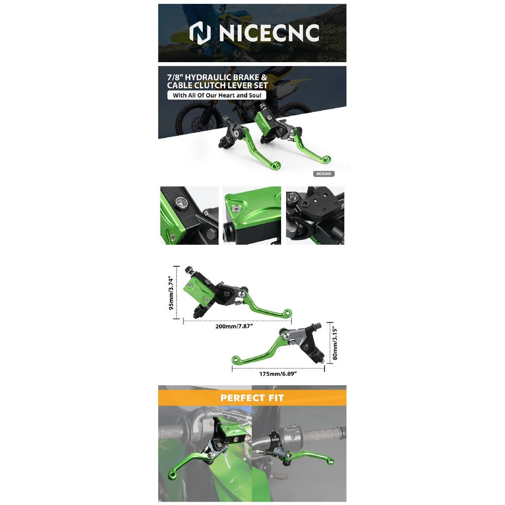 NICECNC For Kawasaki KX 85 125 250 KXF 250 450 KLX Motorcycle Hydraulic Brake Clutch Lever Brake Master Fluid Reservoir Cap Kit