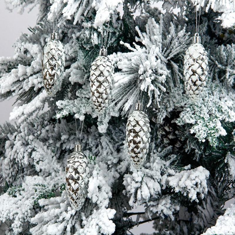 5Pcs Christmas Pine Cone Pendant Christmas Tree Ornament Painted Pine Cone Ball Merry Christmas Home Decorations