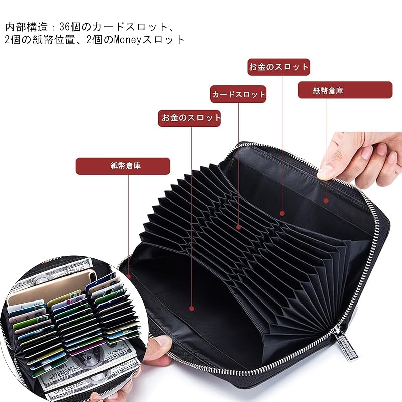 [ECNIONEJP] wallet men's large capacity long wallet long wallet men waterproof Made by top wallet craftsmen stylish black compact simple Plain color