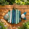 Seaside Style Wall Decorations Lighted Wooden Fish Hanging Decor, Rustic Nautical Fishing Wood Sculpture with LED Lights, Coastal Home Beach
