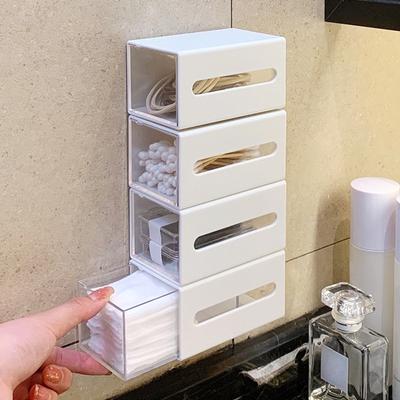 1pc Punch Free Bidirectional Storage Box for Makeup Removal, Cotton Hair Clips, and Debris Extraction