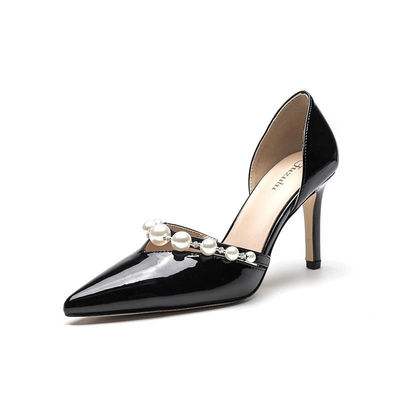 6268-A12 Pearl Hollow Single Shoes Women's Thin Heel Pointed Head Shallow Mouth Fashion High Heels Bridesmaid Shoes Banquet Wedding Shoes