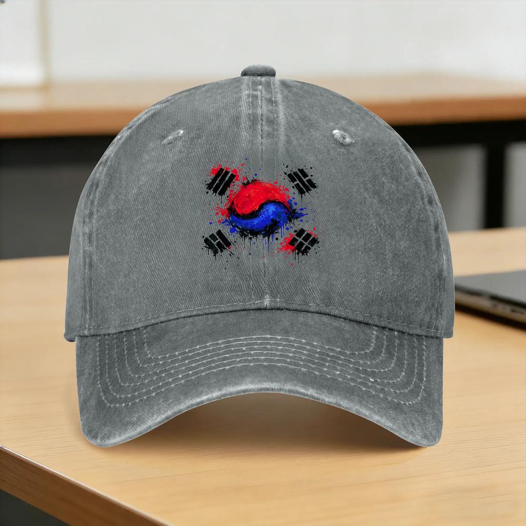 South Korea Flag Korean Republic Sun Baseball Cap Fitted Retro Unisex Unisex Washed Trucker Hat Dropshipping Outdoor Snapback Cap