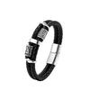 Men's Braided Leather Bracelet with Stainless Steel Clasp and Decorative Beads Adjustable Wristband for Daily Wear and Casual Style