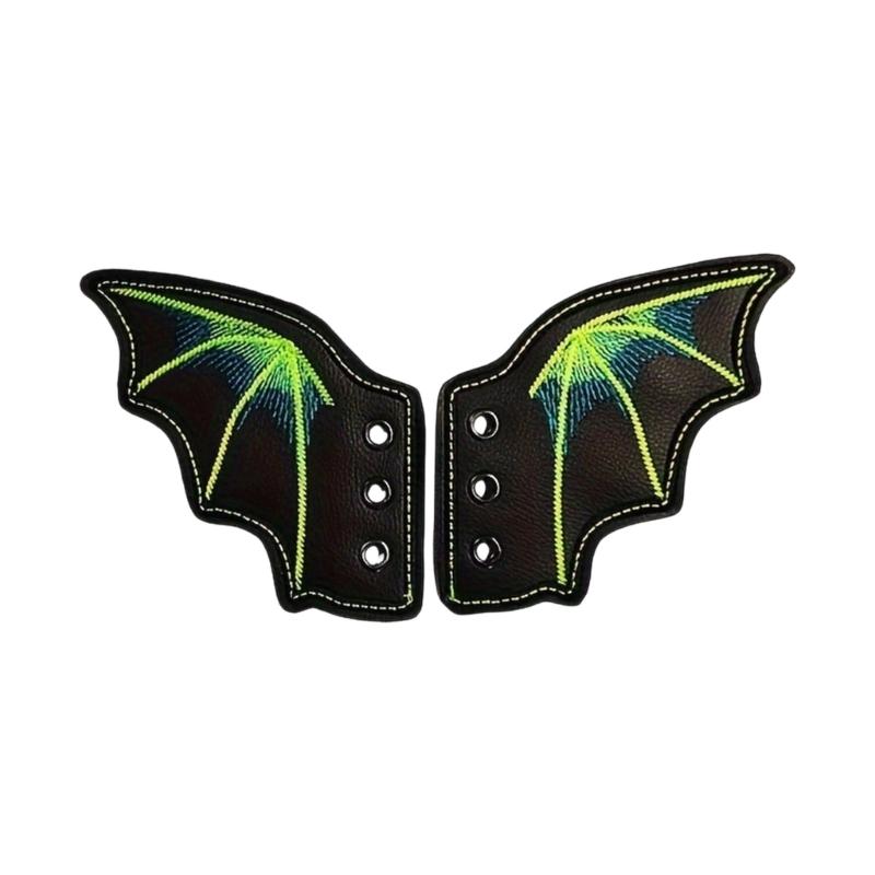 PU Leather Bat Wing Shoe Charm Halloween Footwear Decoration Accessories For Sneakers Boot Skateboard And Running Shoe